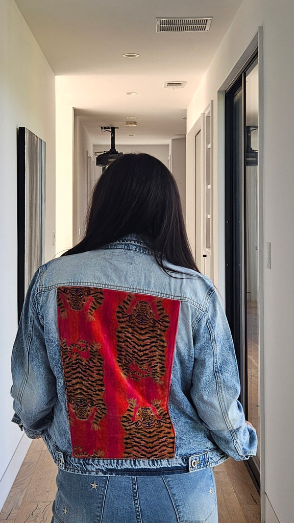 Pink & Orange Tiger Denim Jacket