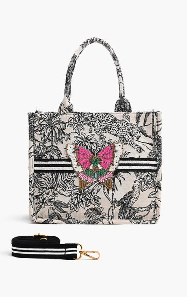 Jacquard-weave Handbag - Pink/patterned - Ladies
