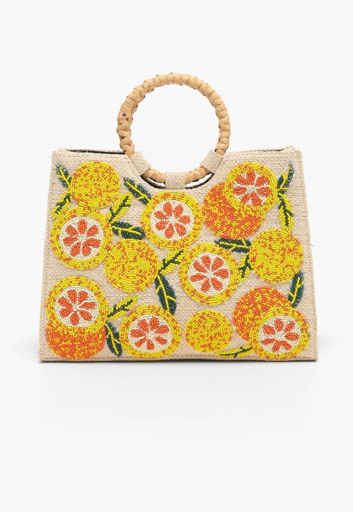 Lemon Orange Beaded Shoulder Bag