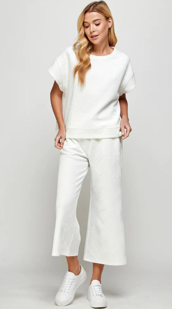 Textured Sweats Set - White