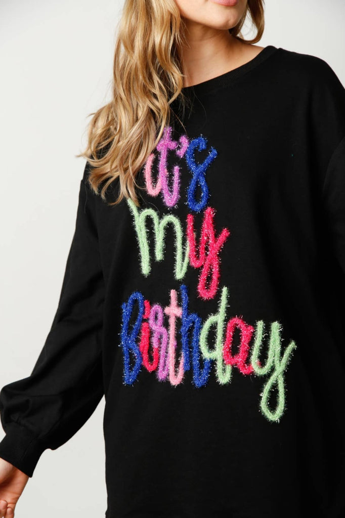 Happy Birthday Pullover Dress - Black