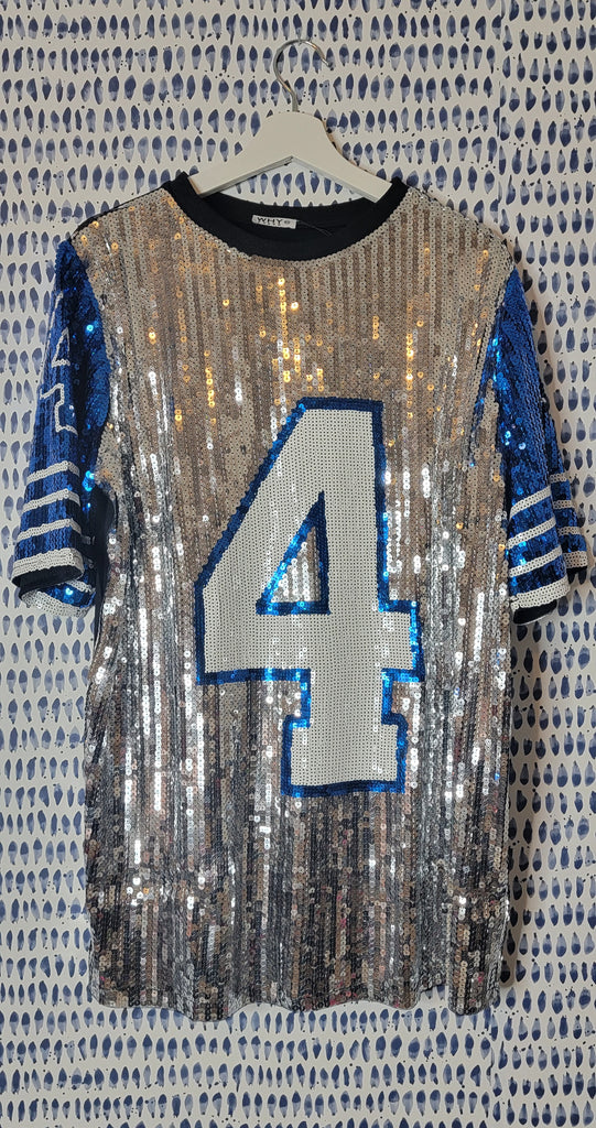 GAME DAY Dress - Blue/White/Silver